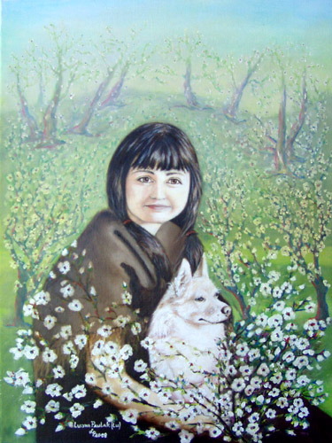 Obraz: „Autoportret z Lukunią”, Olej, autor: Lucyna Pawlak (Lu), 2008