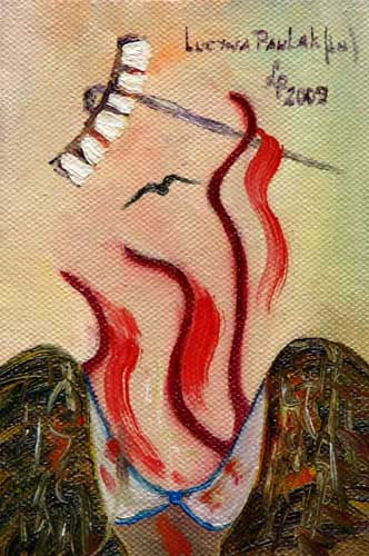 Painting: "Without yhe face", Oil, author: Lucyna Pawlak (Lu), 2009