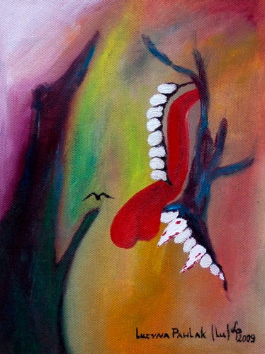 Painting: "Without yhe face 2", Oil, author: Lucyna Pawlak (Lu), 2009