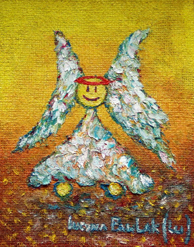 Painting: "Paleface 1", Olej na płótnie jutowym, author: Lucyna Pawlak (Lu), 2008