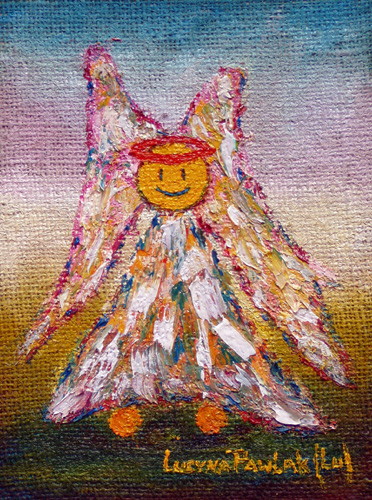 Painting: "Paleface 3", Olej na płótnie jutowym, author: Lucyna Pawlak (Lu), 2008