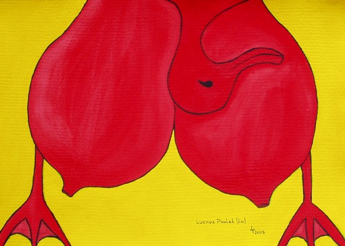 Painting: "Red like a brick", Tempera, author: Lucyna Pawlak (Lu), 2007