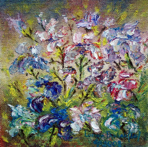 Obraz: "Irysy", Olej, autor: Lucyna Pawlak (Lu), 2008