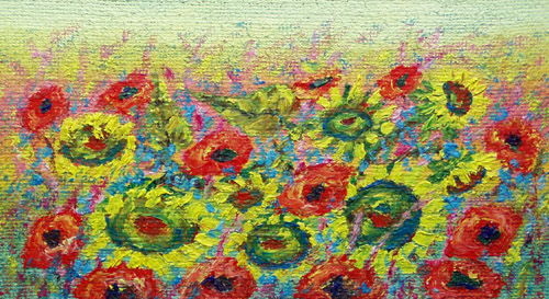 Painting: "Summer 121", Olej na płótnie jutowym, author: Lucyna Pawlak (Lu), 2008