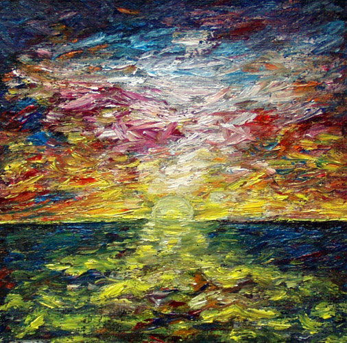 Painting: "Summer 12", Olej na płótnie jutowym, author: Lucyna Pawlak (Lu), 2008