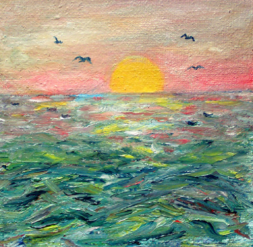 Painting: "Summer 6", Olej na płótnie jutowym, author: Lucyna Pawlak (Lu), 2008