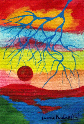 Painting: "Force od color 11", Watercolour, author: Lucyna Pawlak (Lu), 2008
