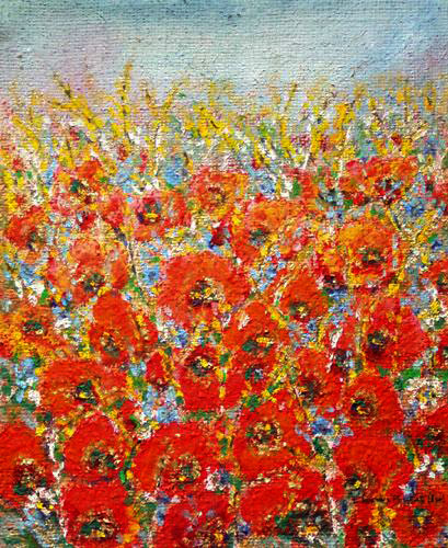 Painting: "Midi 29", Olej na płótnie jutowym, author: Lucyna Pawlak (Lu), 2007