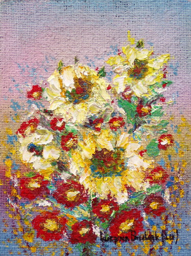 Obraz: „Polne 32”, Olej na płótnie jutowym, autor: Lucyna Pawlak (Lu), 2008