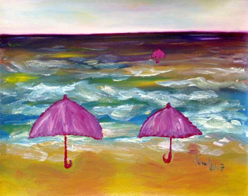 Painting: "Umbrellas", Oil, author: Lucyna Pawlak (Lu), 2007