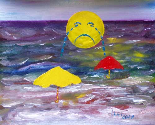 Obraz: "Parasole II", Olej, autor: Lucyna Pawlak (Lu), 2007