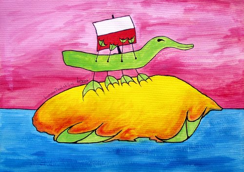 Painting: "Roast", Tempera, author: Lucyna Pawlak (Lu), 2007
