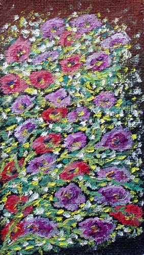 Obraz: „Polne 13”, Olej na płótnie jutowym, autor: Lucyna Pawlak (Lu), 2008