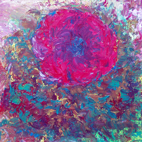 Obraz: „Polne 15”, Olej na płótnie jutowym, autor: Lucyna Pawlak (Lu), 2008