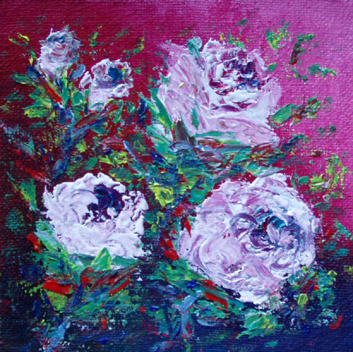 Obraz: „Polne 16”, Olej na płótnie jutowym, autor: Lucyna Pawlak (Lu), 2008