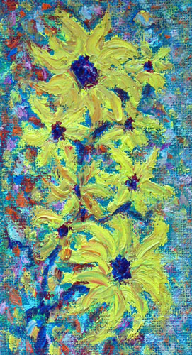 Obraz: „Polne 3”, Olej na płótnie jutowym, autor: Lucyna Pawlak (Lu), 2008