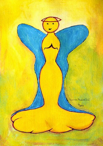 Painting: "Monument of emoticon", Tempera, author: Lucyna Pawlak (Lu), 2007