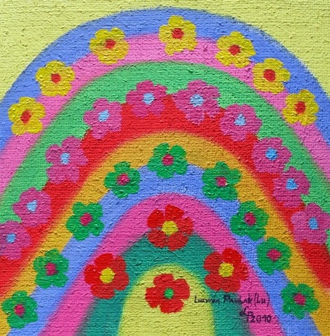 Obraz: „Słońce 19”, Olej na płótnie jutowym, autor: Lucyna Pawlak (Lu), 2010