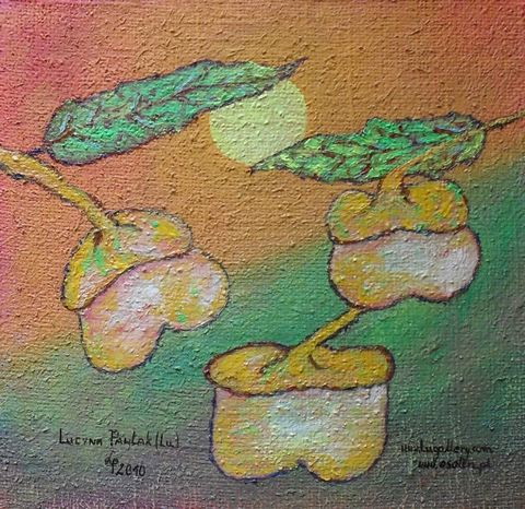 Obraz: „Słońce 25”, Olej na płótnie jutowym, autor: Lucyna Pawlak (Lu), 2010