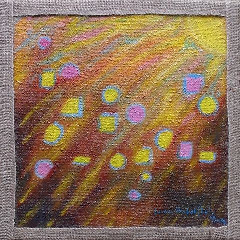 Obraz: „Słońce 31”, Olej na płótnie jutowym, autor: Lucyna Pawlak (Lu), 2010