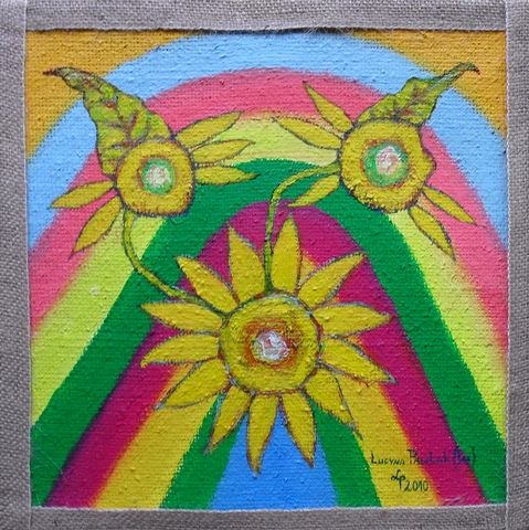 Obraz: „Słońce 33”, Olej na płótnie jutowym, autor: Lucyna Pawlak (Lu), 2010