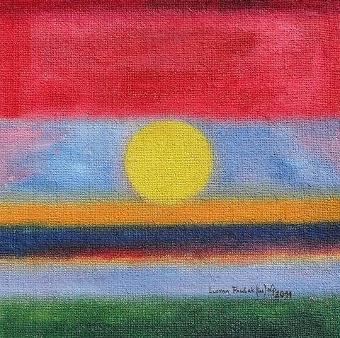 Obraz: „Słońce 40”, Olej, autor: Lucyna Pawlak (Lu), 2011