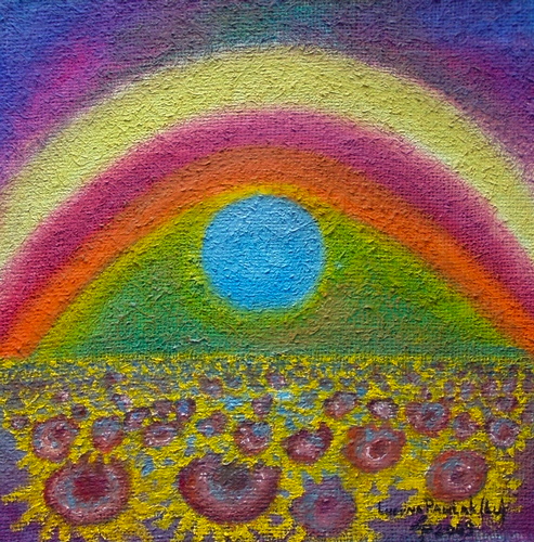 Obraz: „Słoneczny”, Olej na płótnie jutowym, autor: Lucyna Pawlak (Lu), 2009