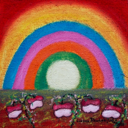 Painting: "Sunny 3", Olej na płótnie jutowym, author: Lucyna Pawlak (Lu), 2009