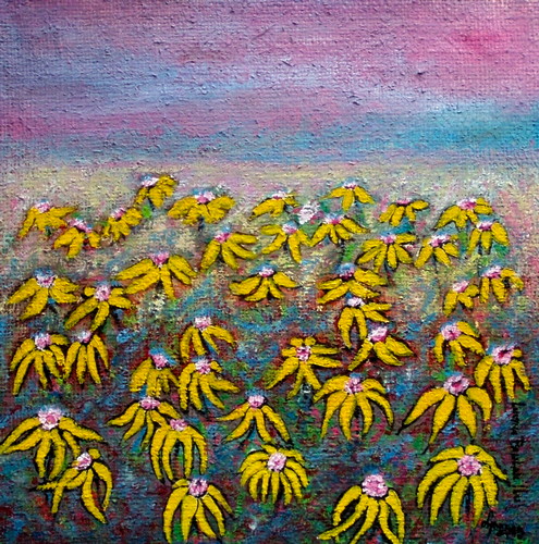 Obraz: „Słoneczny 6”, Olej na płótnie jutowym, autor: Lucyna Pawlak (Lu), 2009