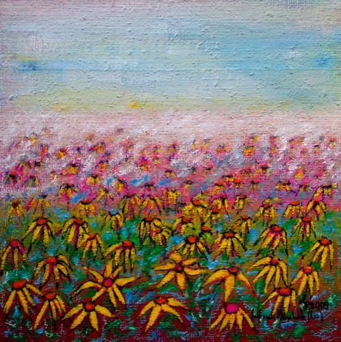 Obraz: „Słoneczny 7”, Olej na płótnie jutowym, autor: Lucyna Pawlak (Lu), 2009