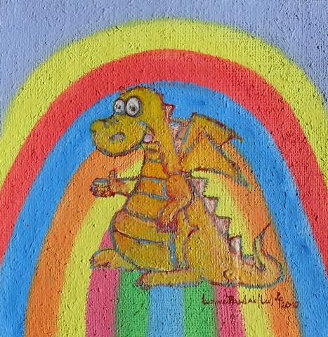 Obraz: "Smok", Olej na płótnie jutowym, autor: Lucyna Pawlak (Lu), 2010