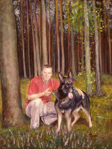 Obraz: "Tomek z Bandziorkiem", Olej, autor: Lucyna Pawlak (Lu), 2005
