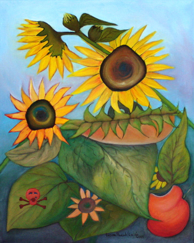 Painting: "Guilty apple", Oil, author: Lucyna Pawlak (Lu), 2009