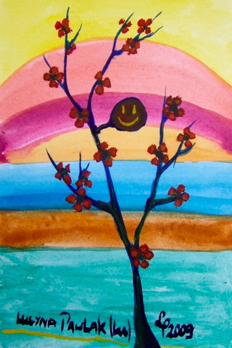 Painting: "September evening 2", Watercolour, author: Lucyna Pawlak (Lu), 2009