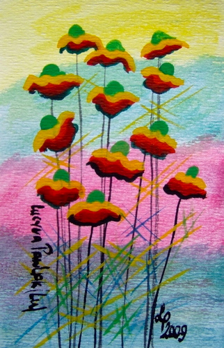 Painting: "September evening 3", Watercolour, author: Lucyna Pawlak (Lu), 2009