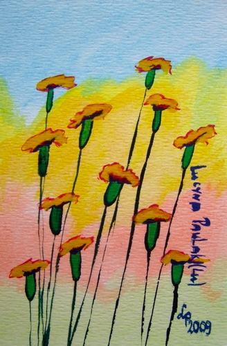 Painting: "September evening 7", Watercolour, author: Lucyna Pawlak (Lu), 2009
