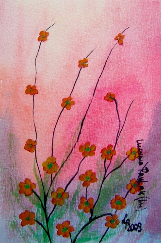 Painting: "September evening 8", Watercolour, author: Lucyna Pawlak (Lu), 2009