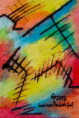 Obraz: „Zasięg 23”, Akwarela, autor: Lucyna Pawlak (Lu), 2009