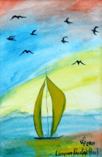 Painting: "Winter dream 19", Watercolour, author: Lucyna Pawlak (Lu), 2008