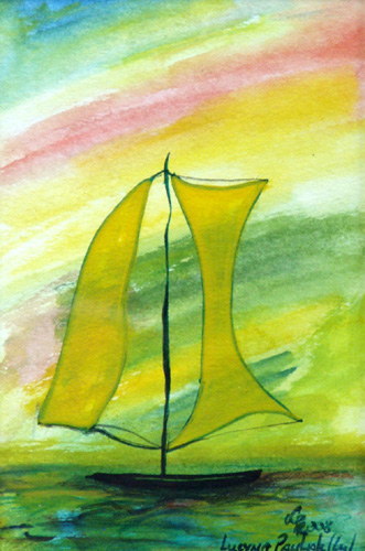 Painting: "Winter dream 27", Watercolour, author: Lucyna Pawlak (Lu), 2008