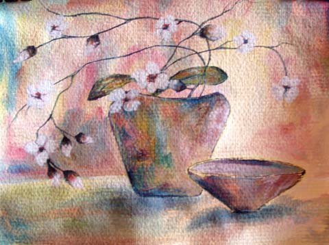 Painting: "Sprig II", Watercolour, author: Lucyna Pawlak (Lu), 2006