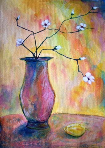 Painting: "Sprig III", Watercolour, author: Lucyna Pawlak (Lu), 2006