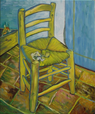 Obraz: „Krzesło z fajką - Van Gogh”, Olej, autor: Lucyna Pawlak (Lu), 2005
