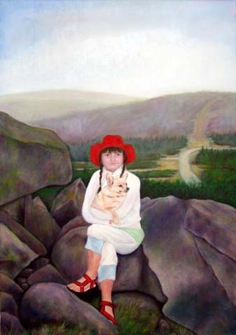 Painting: "Lu with Luka", Oil, author: Lucyna Pawlak (Lu), 2007
