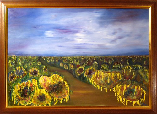 Obraz: „Pole słoneczników”, Olej, autor: Lucyna Pawlak (Lu), 2005