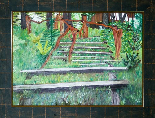 Painting: "Stairs to marina", Oil, author: Lucyna Pawlak (Lu), 2004