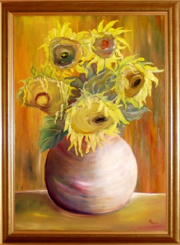 Painting: "Sunflower gold", Oil, author: Lucyna Pawlak (Lu), 2005