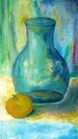 Painting: "In green", Watercolour, author: Lucyna Pawlak (Lu), 2006