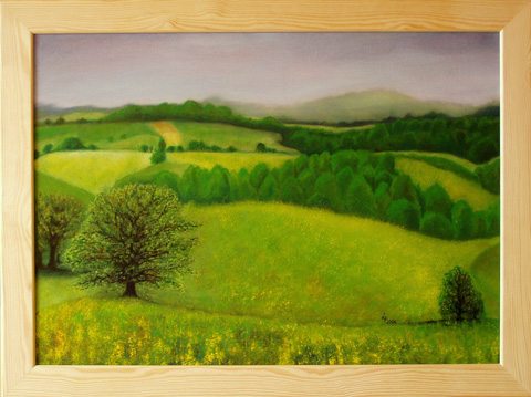 Painting: "Green landscape", Oil, author: Lucyna Pawlak (Lu), 2006